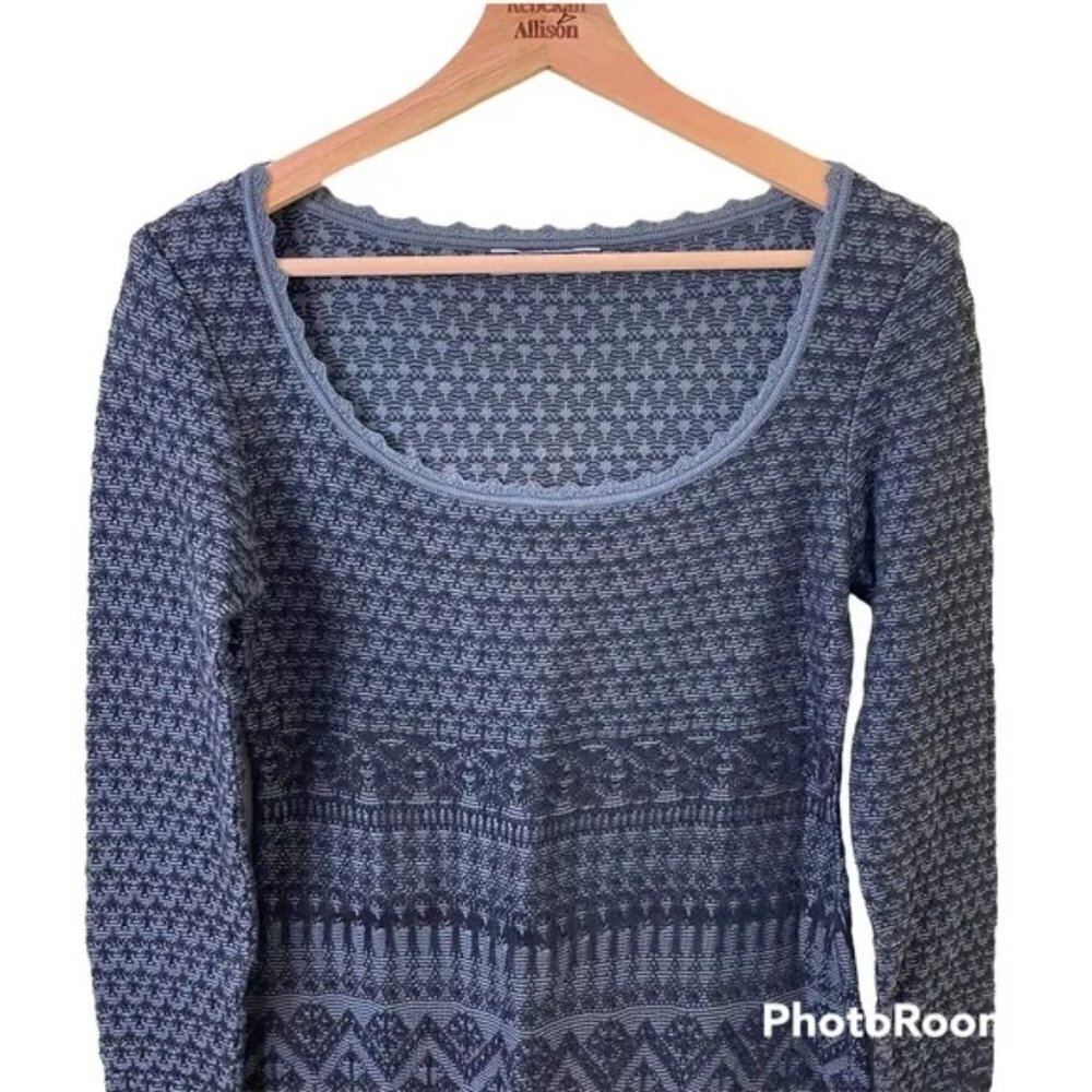 Peruvian Connection 100% Pima Cotton Patterned Knit Long Sleeve Dress SZ SMALL